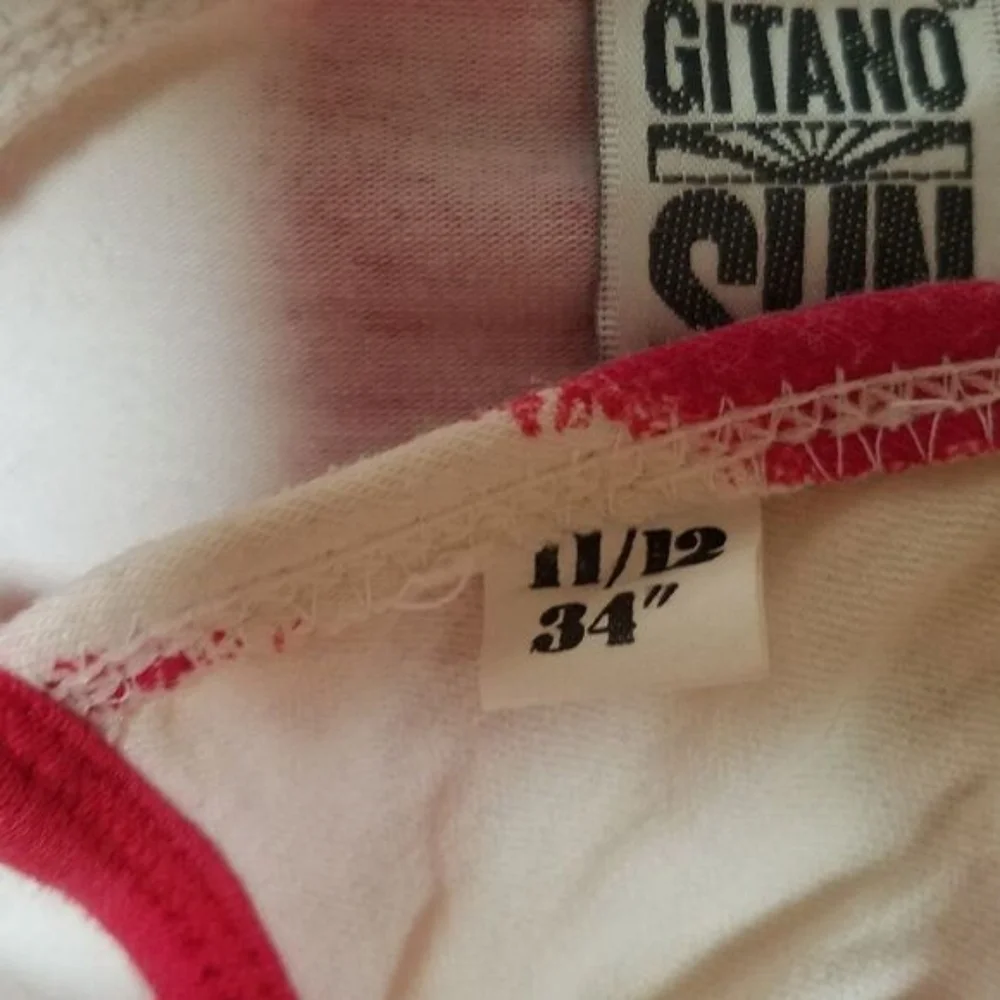 Rare Vintage Gitano SOS Red Striped High Waist Brazilian Triangle Bikini Set L